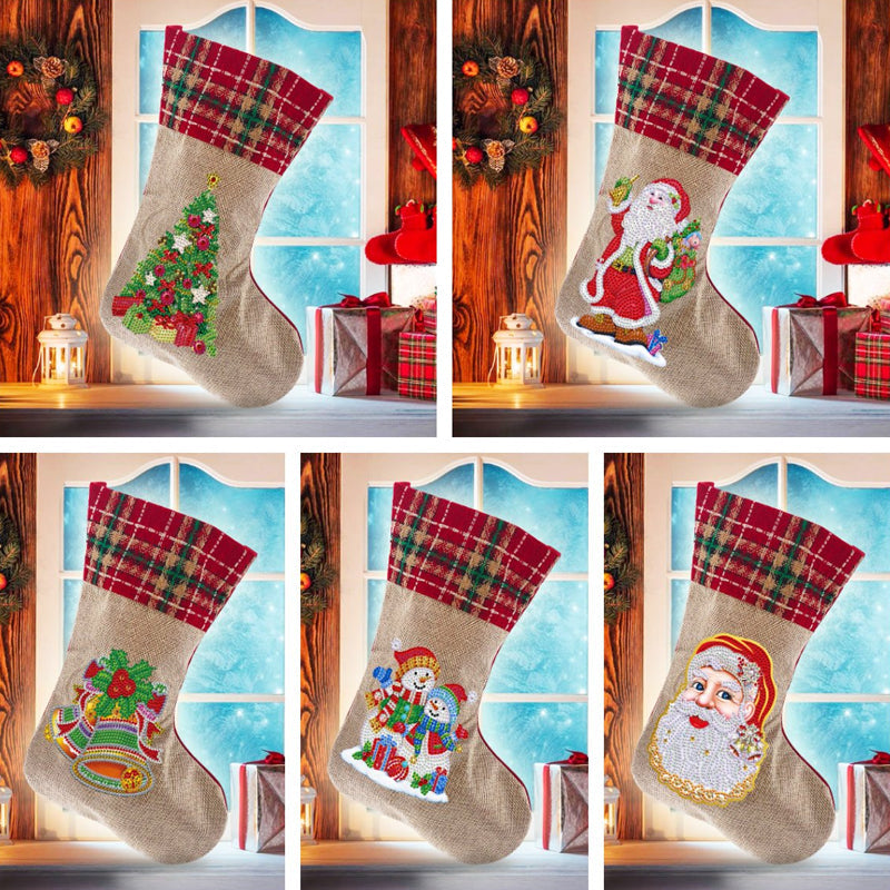 Avtoit | 5D Diamond Painting Xmas Rhinestone Socks Embroidery Mosaic Gift Bag