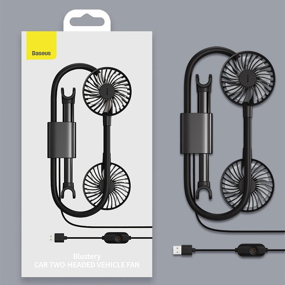 Avtoit | Car Headrest Cooling Fan, with 2-Speed, 360¬∞ Rotatable Design & 1.5m USB Cable, for Front & Back Seats