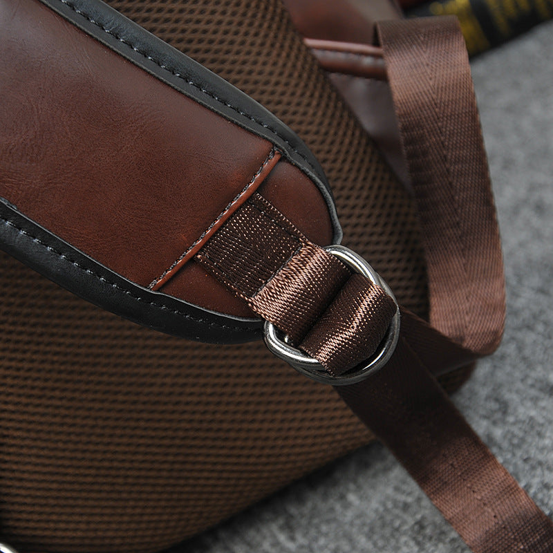 Avtoit | Brown Business Leather Backpack, with Easy-to-carry Top Handle for Travel, Work and Outdoors