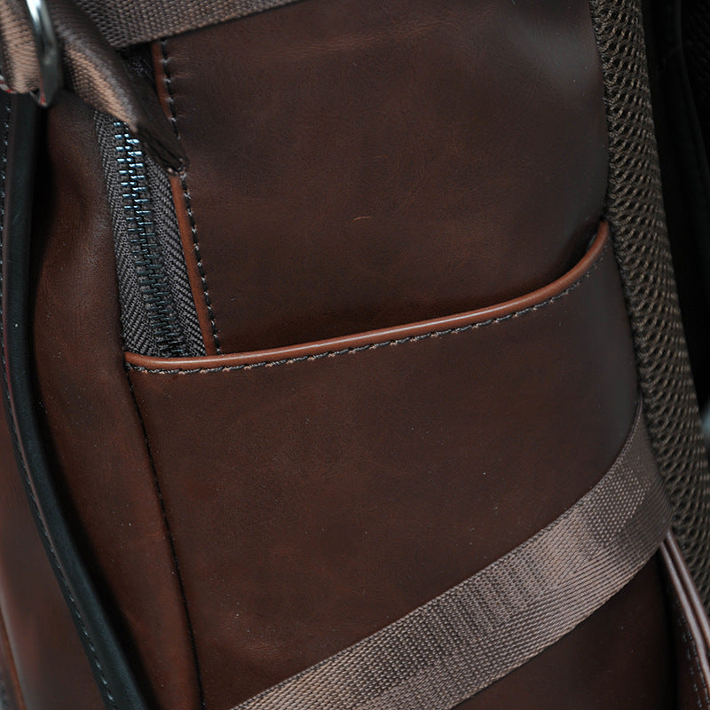 Avtoit | Brown Business Leather Backpack, with Easy-to-carry Top Handle for Travel, Work and Outdoors