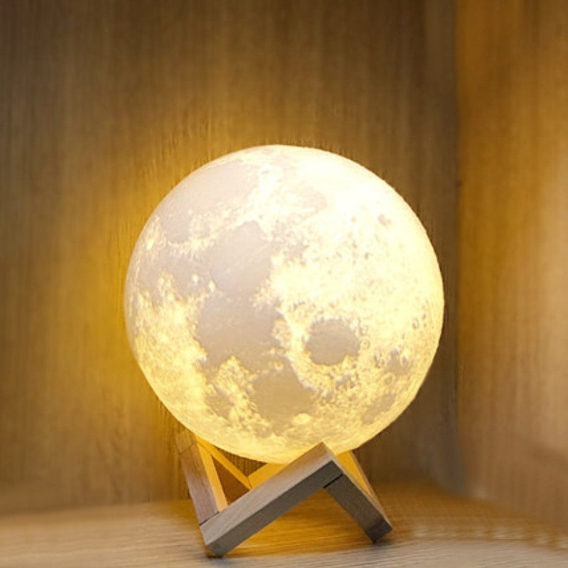 Avtoit | Rechargeable 3D Moon Night Light, with Touch Control & USB Charging Cable, Best Gift for Friends, Kids and More