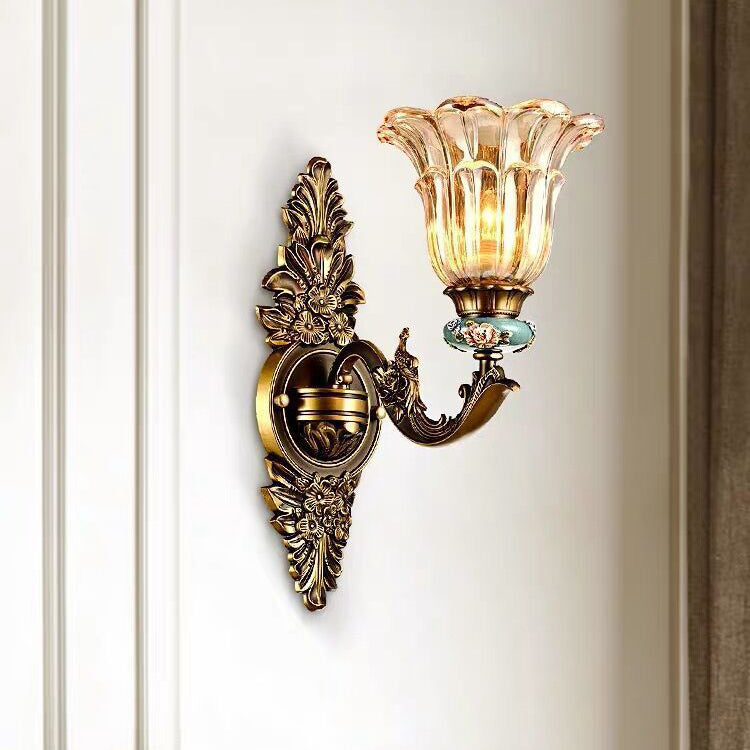 Avtoit | FlorisLuxe European Wall Lamp | Blossom Design | 1-2 Flames | High-Quality Resin & Glass | Elegance for Living Room & Hallway