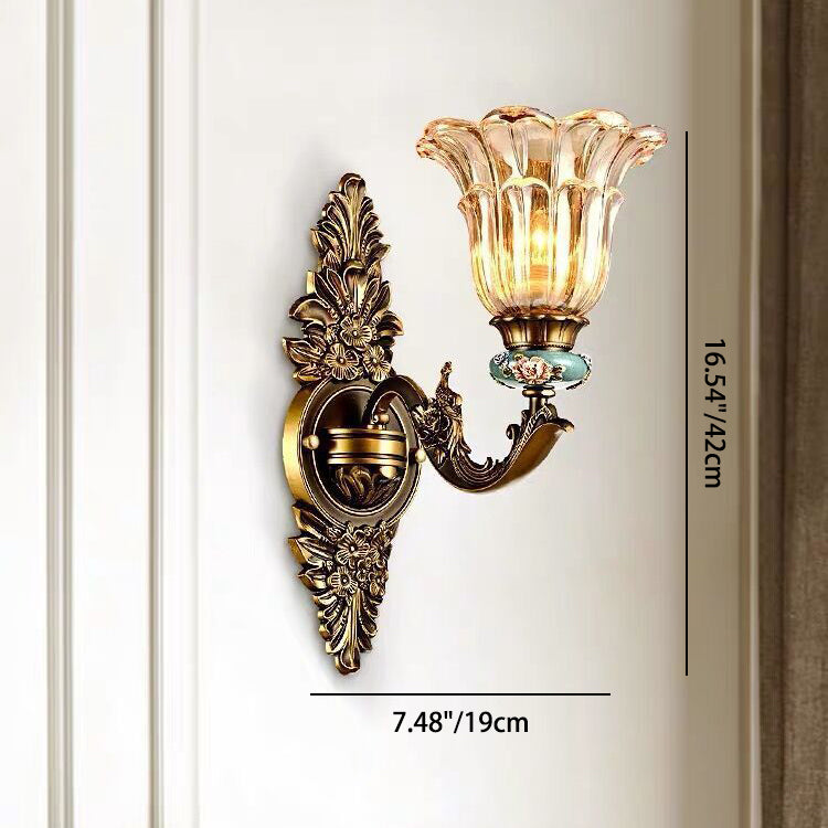 Avtoit | FlorisLuxe European Wall Lamp | Blossom Design | 1-2 Flames | High-Quality Resin & Glass | Elegance for Living Room & Hallway