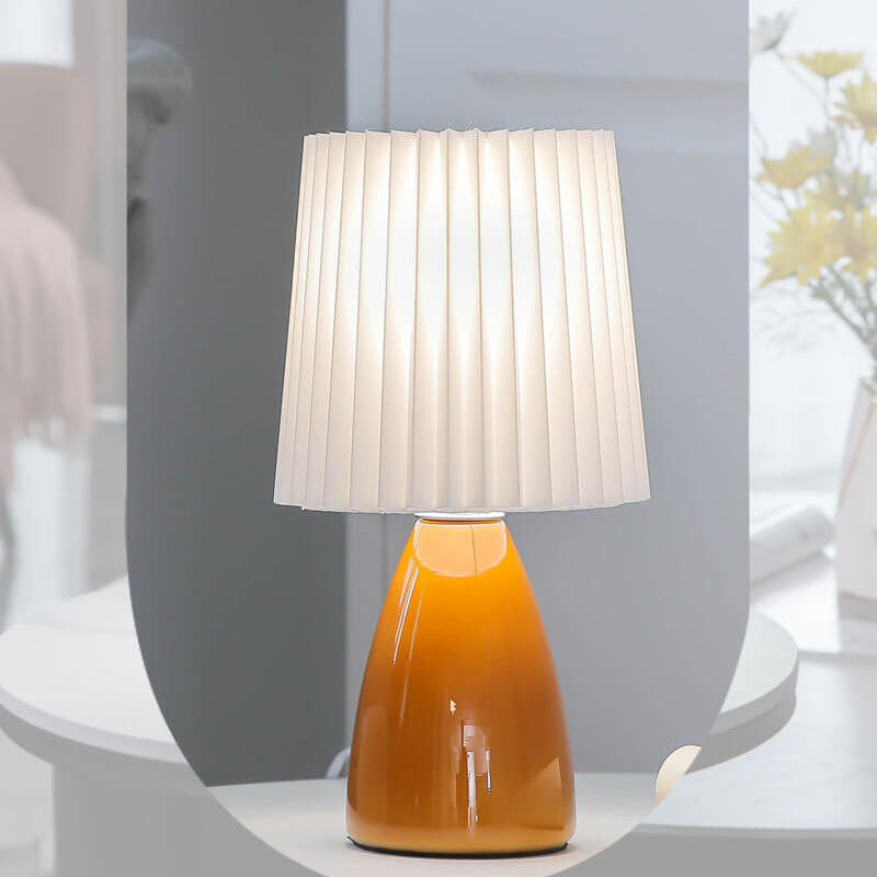 Avtoit | Scandinavian Retro Table Lamp with Pleated Shade and Glass Base