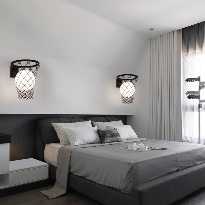 Avtoit | Slamora Children's Wall Light | Basketball Hoop Design | Glass & Metal | Art Deco Style | Bedroom Light