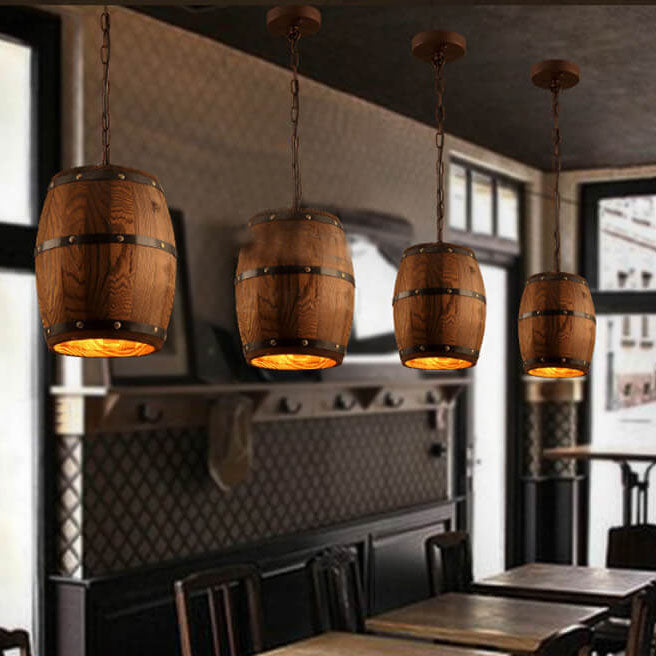 Avtoit | BarrelGlow Vintage Pendant Light | Wood Wine Barrel Design | 1-bulb | Rustic Lighting