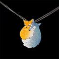 Avtoit | Hand-painted Fox and Wolf Couple Embrace Necklace