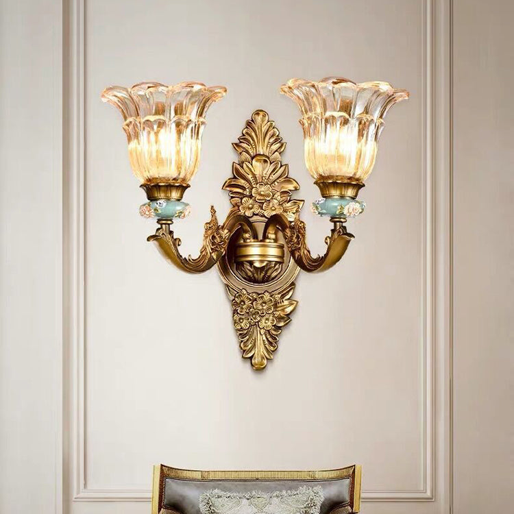 Avtoit | FlorisLuxe European Wall Lamp | Blossom Design | 1-2 Flames | High-Quality Resin & Glass | Elegance for Living Room & Hallway