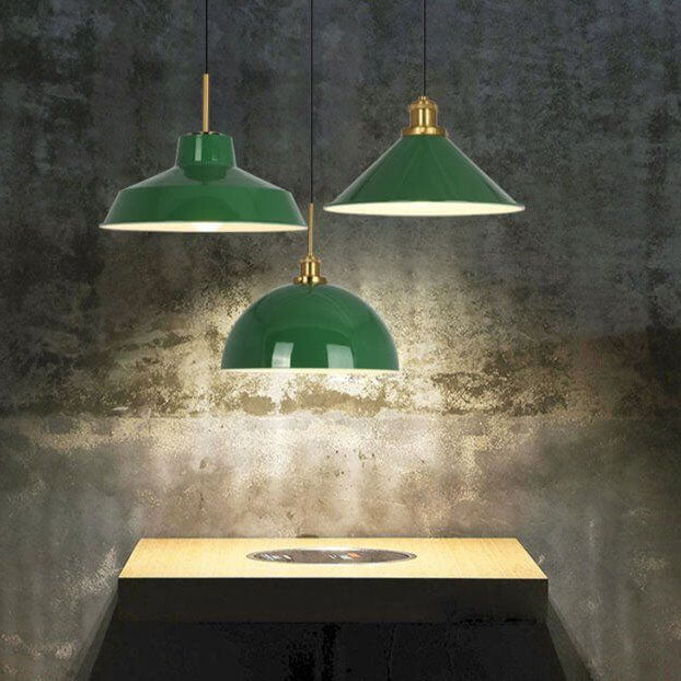 Avtoit | RetroDome Industrial Vintage Pendant Light | Green Iron Dome Design | Single Light | Rustic Ceiling Lighting