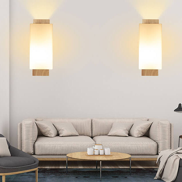 Avtoit | Modern minimalist solid wood square glass column 1-light wall sconces lamp