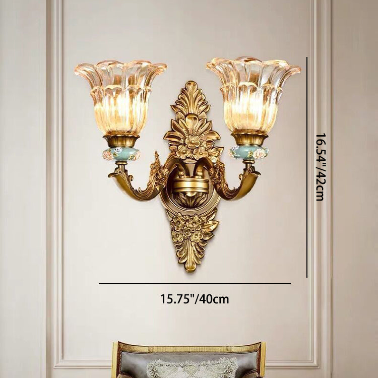 Avtoit | FlorisLuxe European Wall Lamp | Blossom Design | 1-2 Flames | High-Quality Resin & Glass | Elegance for Living Room & Hallway