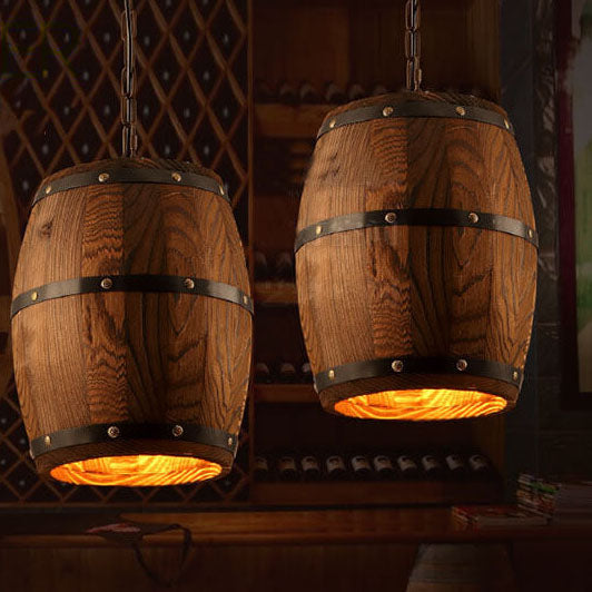 Avtoit | BarrelGlow Vintage Pendant Light | Wood Wine Barrel Design | 1-bulb | Rustic Lighting