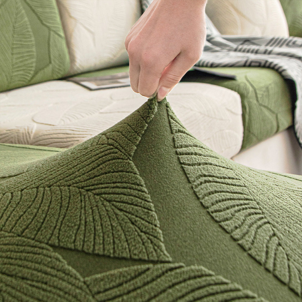 Avtoit | Modern Leaf Jacquard Waterproof Anti-Scratch Stretch Full Cover Sofa Cover
