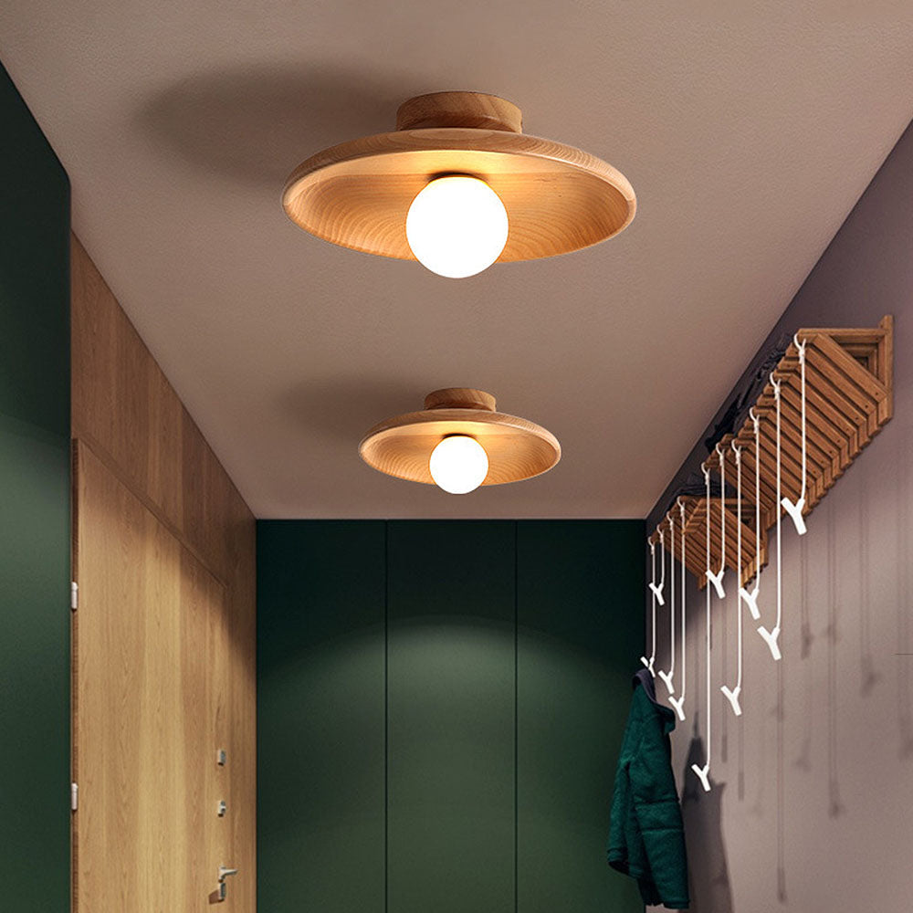 Avtoit | Nordic Wood Round Ceiling Light Fixture - Minimalist Design for Hallway & Living Room Lighting