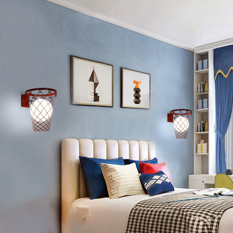 Avtoit | Slamora Children's Wall Light | Basketball Hoop Design | Glass & Metal | Art Deco Style | Bedroom Light