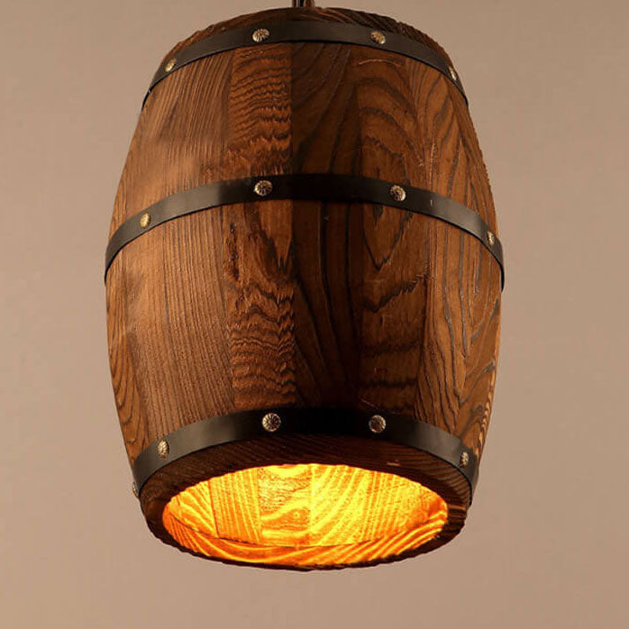 Avtoit | BarrelGlow Vintage Pendant Light | Wood Wine Barrel Design | 1-bulb | Rustic Lighting