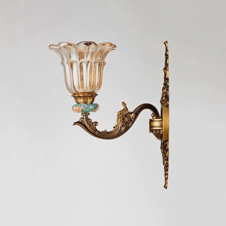 Avtoit | FlorisLuxe European Wall Lamp | Blossom Design | 1-2 Flames | High-Quality Resin & Glass | Elegance for Living Room & Hallway