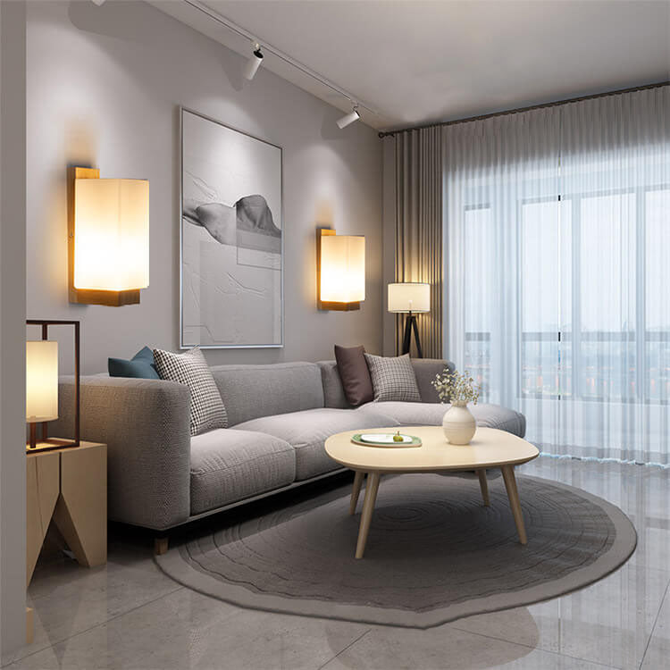 Avtoit | Modern minimalist solid wood square glass column 1-light wall sconces lamp