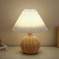 Avtoit | RattaLume Nordic LED Table Lamp | Woven Rattan & Foldable Fabric Shade | Mood Light | Decor for the Bedroom