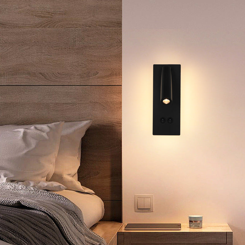 Avtoit | Modern Minimalistic Rectangular Round Iron Aluminum LED Wall Lamp For Bedroom