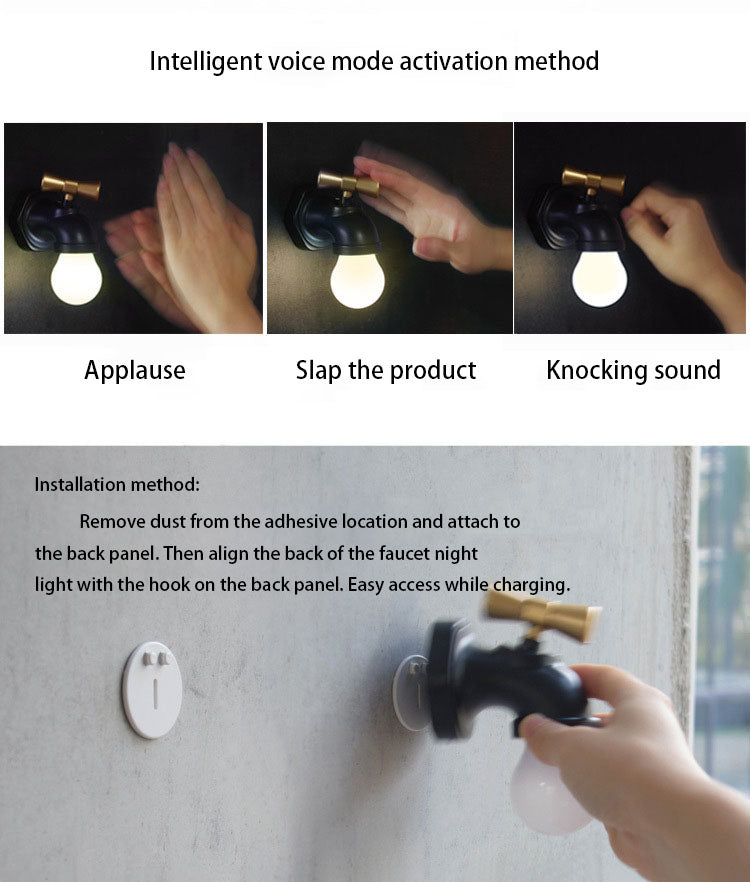 Avtoit | Modern creative faucet ABS PC USB LED night light wall lamp