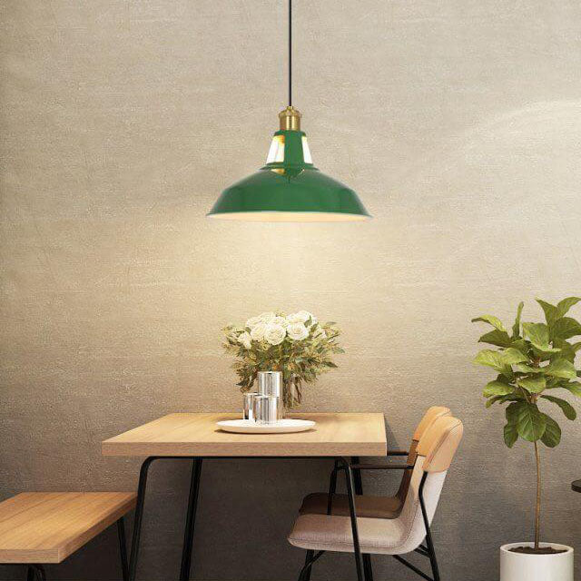 Avtoit | RetroDome Industrial Vintage Pendant Light | Green Iron Dome Design | Single Light | Rustic Ceiling Lighting