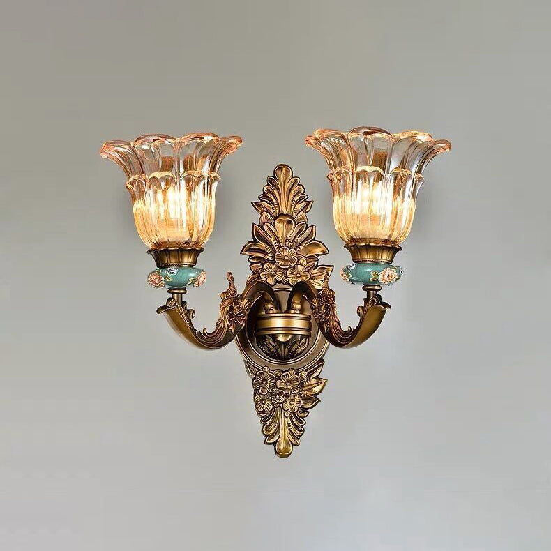Avtoit | FlorisLuxe European Wall Lamp | Blossom Design | 1-2 Flames | High-Quality Resin & Glass | Elegance for Living Room & Hallway
