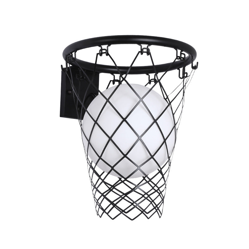 Avtoit | Slamora Children's Wall Light | Basketball Hoop Design | Glass & Metal | Art Deco Style | Bedroom Light