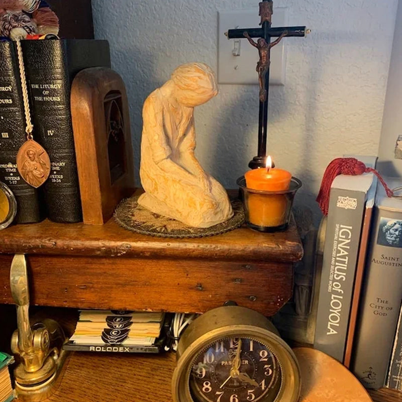 Avtoit | Sweet Hour of Prayer, beautiful hand-cast inspiring sculpture of a praying woman