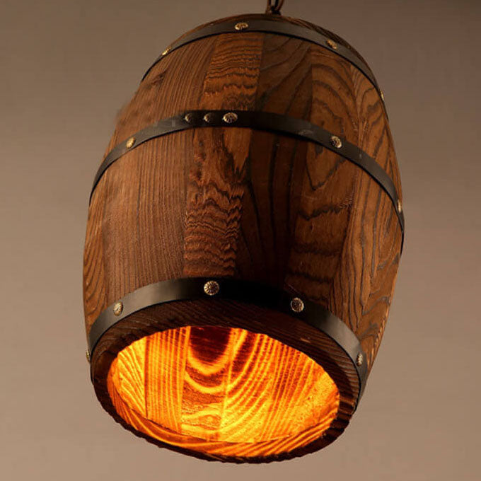 Avtoit | BarrelGlow Vintage Pendant Light | Wood Wine Barrel Design | 1-bulb | Rustic Lighting
