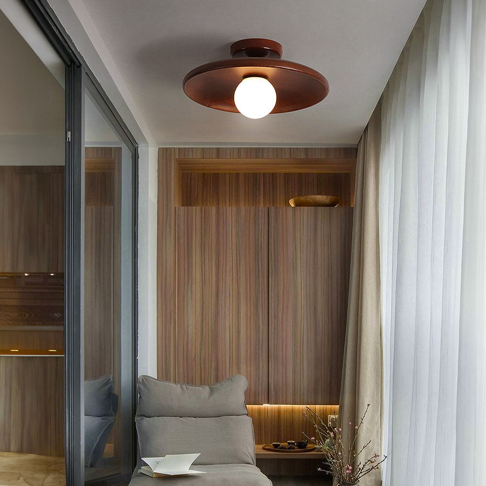 Avtoit | Nordic Wood Round Ceiling Light Fixture - Minimalist Design for Hallway & Living Room Lighting