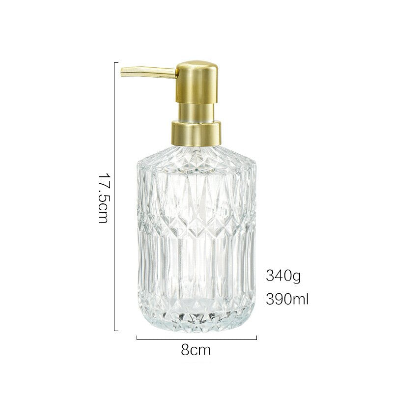 Avtoit | CrystalFoam Glass Soap Dispenser | Diamond Pattern Design | Elegant Storage for Soap | Modern Bathroom Decor