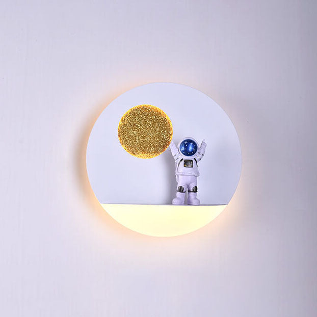 Avtoit | Contemporary Creative Iron Resin Round Astronaut LED Wall Light Lamp for Bedroom