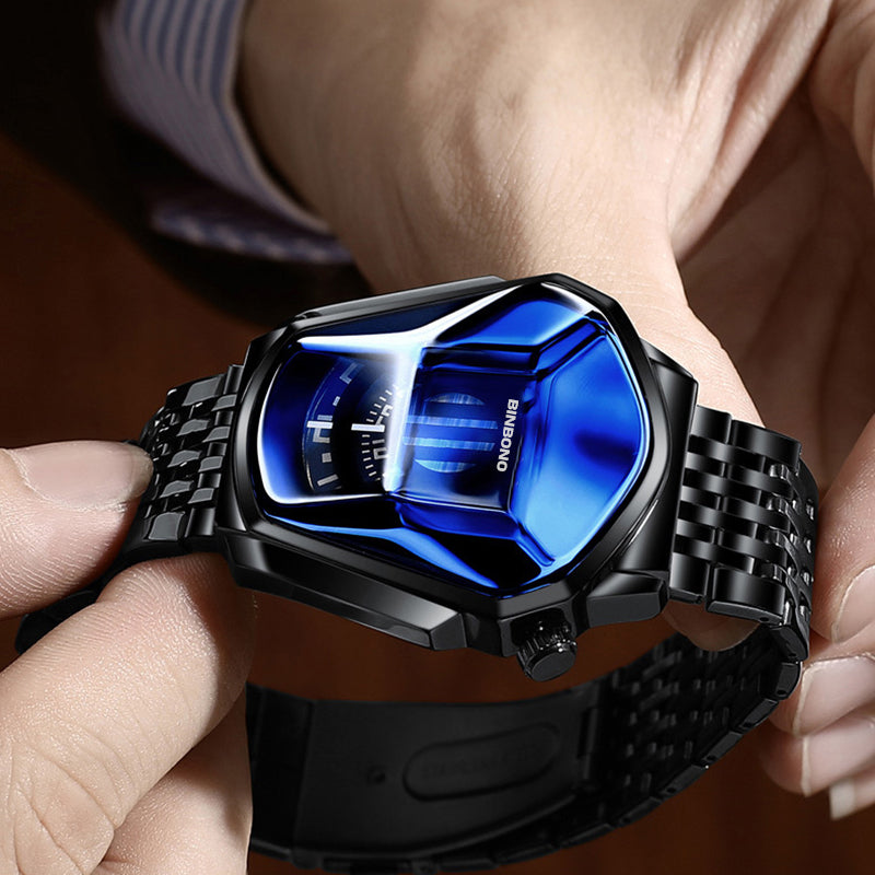 Men's Diamond-Style Quartz Watch with Creative Second Hand