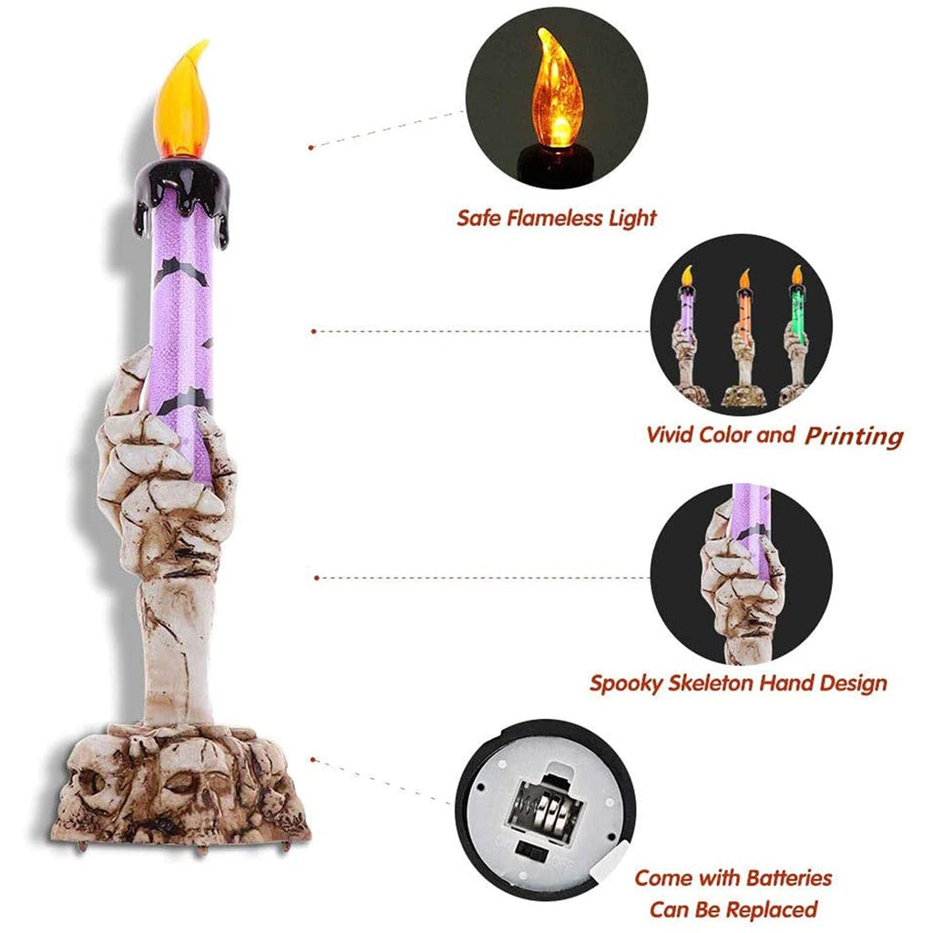 Avtoit | Halloween Ghost Hand Electronic Skeleton Candle Halloween Party Bar Props Decoration Glitter Lamp