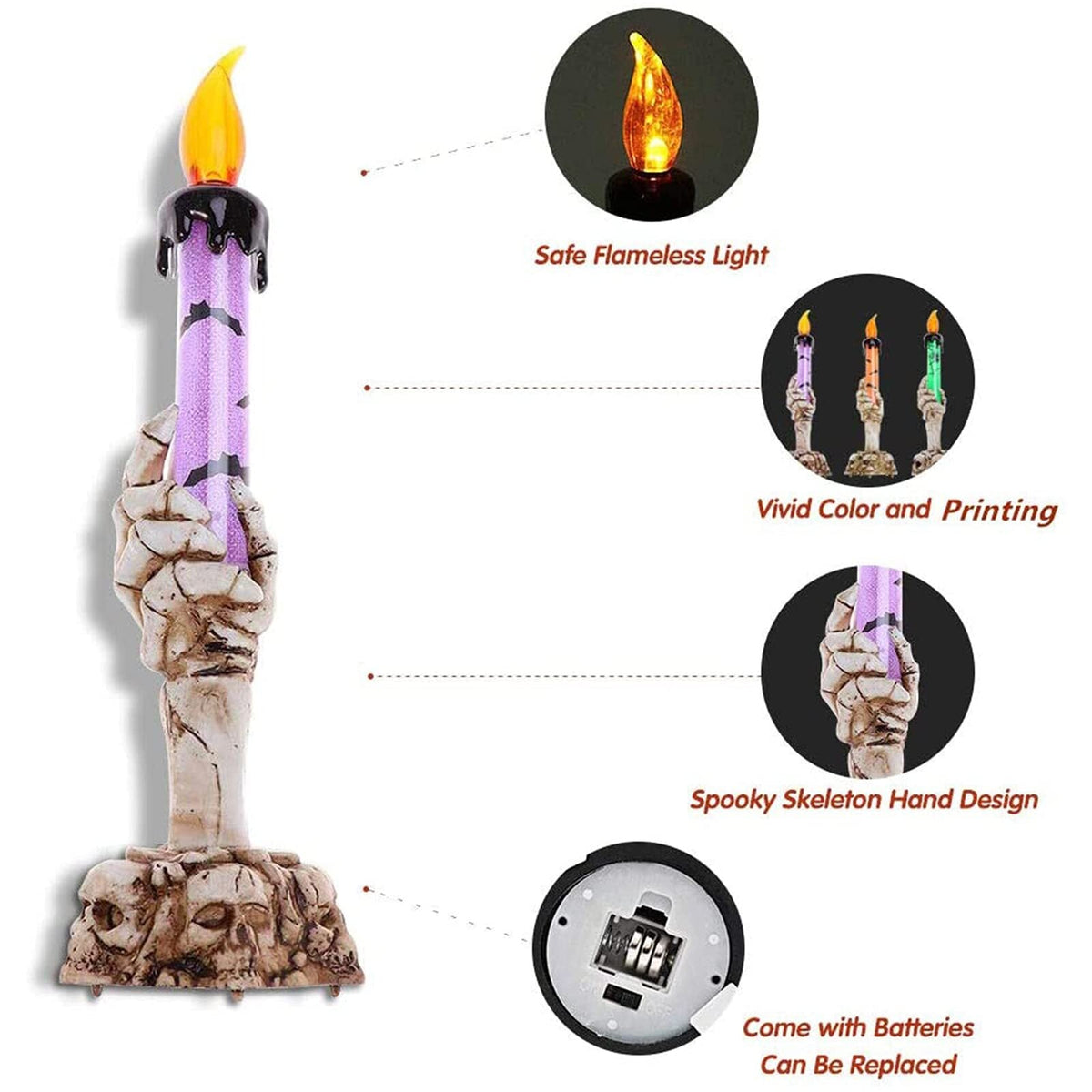 Avtoit | Halloween Ghost Hand Electronic Skeleton Candle Halloween Party Bar Props Decoration Glitter Lamp