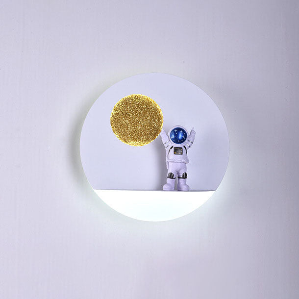 Avtoit | Contemporary Creative Iron Resin Round Astronaut LED Wall Light Lamp for Bedroom