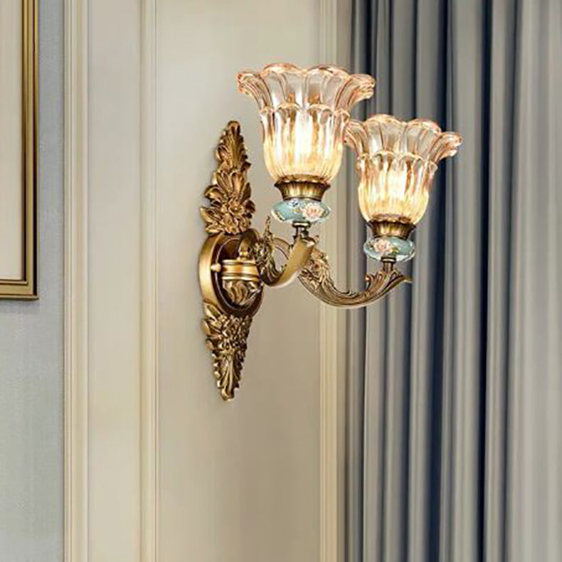 Avtoit | FlorisLuxe European Wall Lamp | Blossom Design | 1-2 Flames | High-Quality Resin & Glass | Elegance for Living Room & Hallway