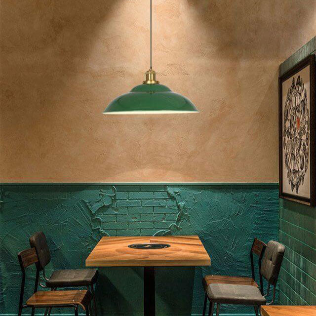 Avtoit | RetroDome Industrial Vintage Pendant Light | Green Iron Dome Design | Single Light | Rustic Ceiling Lighting