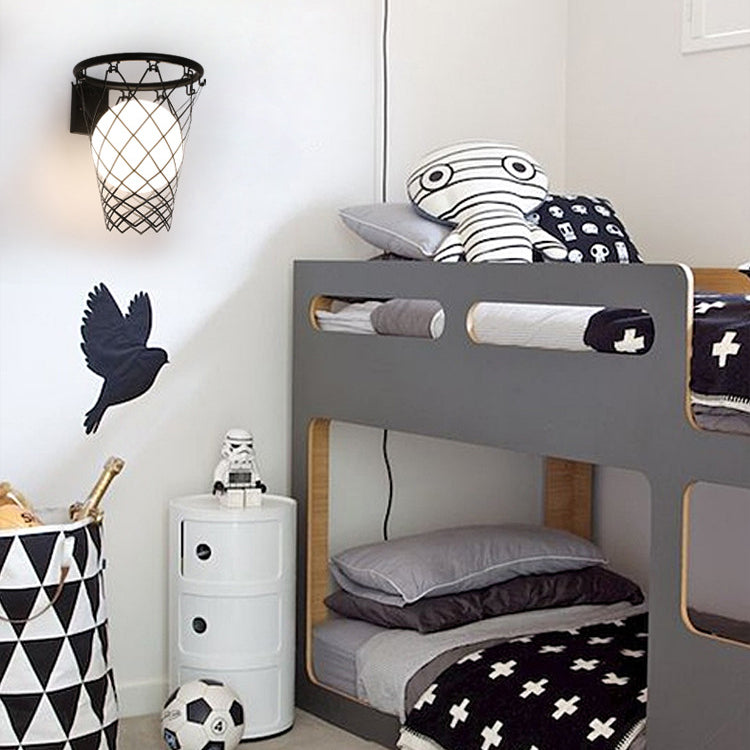 Avtoit | Slamora Children's Wall Light | Basketball Hoop Design | Glass & Metal | Art Deco Style | Bedroom Light