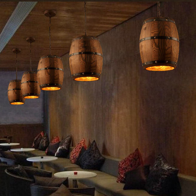 Avtoit | BarrelGlow Vintage Pendant Light | Wood Wine Barrel Design | 1-bulb | Rustic Lighting