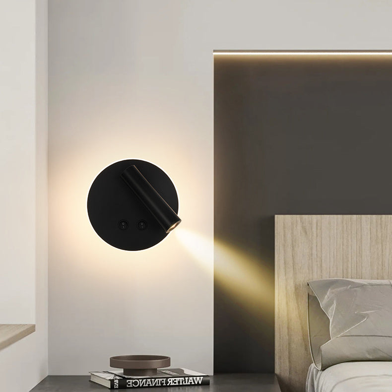 Avtoit | Modern Minimalistic Rectangular Round Iron Aluminum LED Wall Lamp For Bedroom