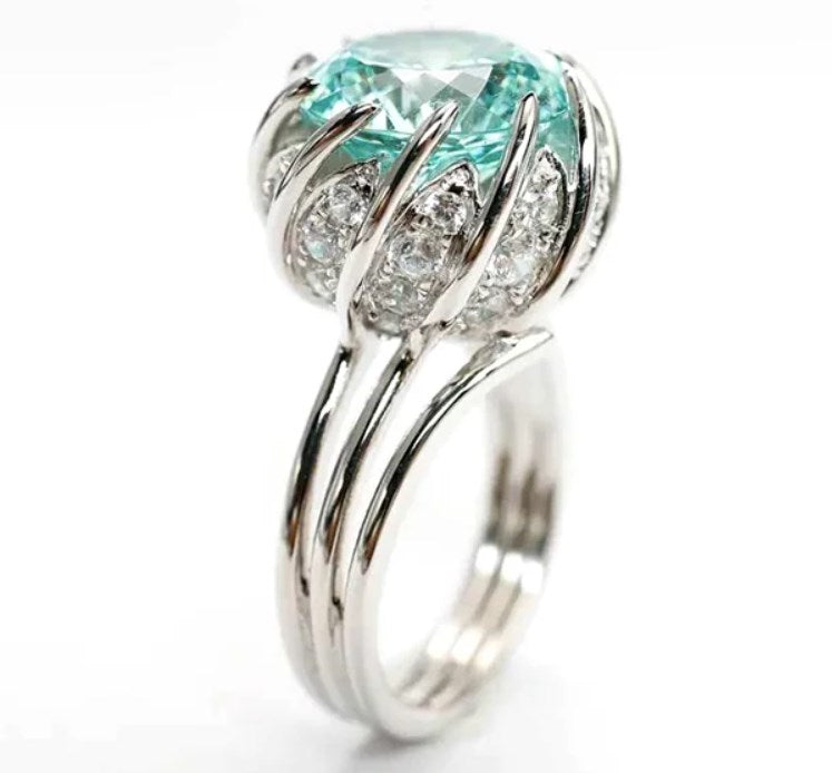 Avtoit | 6 Carat Paraiba Blue-green Lotus Diamond Ring
