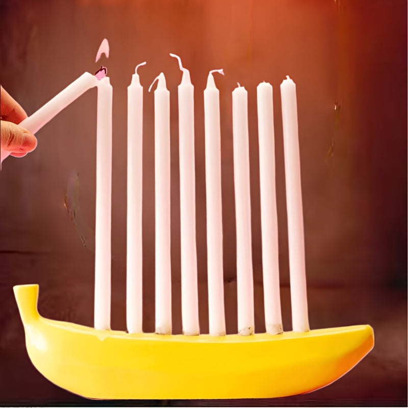 Avtoit | Innovative Ceramic Banana Decorative Candlestick - Fun Candlestick for Hanukkah, Unique Banana Theme Candlestick for Enthusiasts, Parties, Home Lighting, Also Suitable for Christmas, Valentine's Day, Easter, Thanksgiving, Hanukkah Festival Gifts