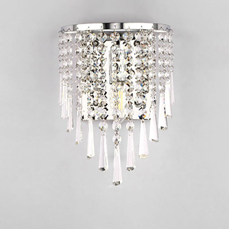 Avtoit | Modern Luxury Semi-Round Octagonal Pearl Stainless Steel Crystal 1-Light Wall Sconce Lamp for Living Room