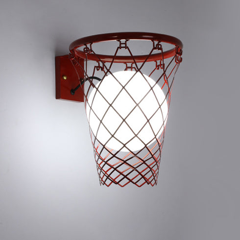 Avtoit | Slamora Children's Wall Light | Basketball Hoop Design | Glass & Metal | Art Deco Style | Bedroom Light