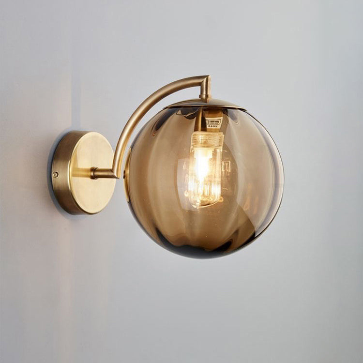 Avtoit | Contemporary Scandinavian Round Ball Iron Glass 1-Light Wall Lamp for Living Room