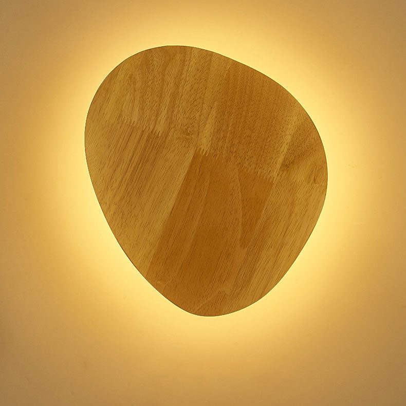 Avtoit | Modern Minimalist Round Irregular Oval Wood LED Wall Light Lamp for Living Room