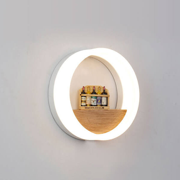 Avtoit | Lumoshelf LED Wall Light | Solid Wood with Shelf | Round Wall Lamp | Warm & White Light