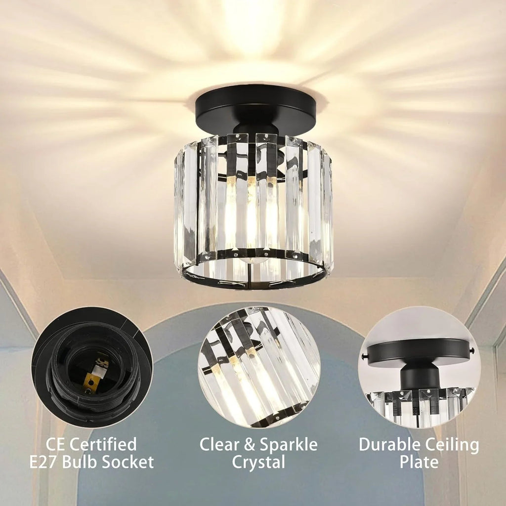 Avtoit | Modern Crystal Ceiling Light with Gold and Black Accents – Stylish Lighting for Your Home